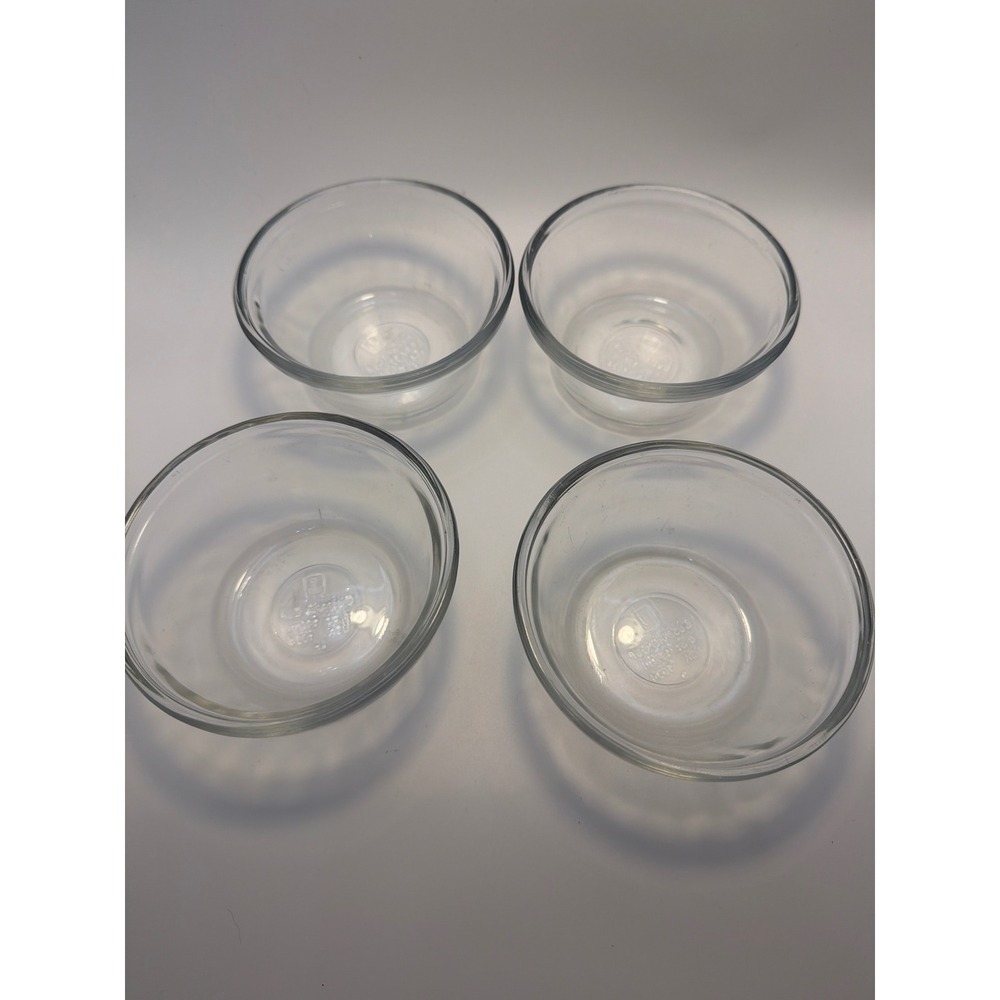 Libbey Glass Custard Cups Set of 4 Clear 6oz 177ml USA 1034 Prep Bowls